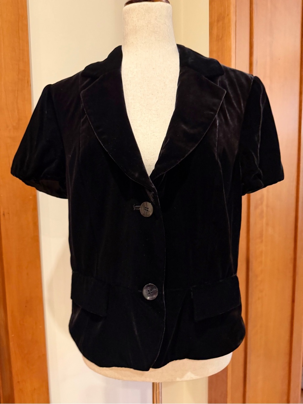 INC International Concepts Black Velvet Short-Sleeve Blazer